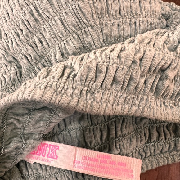 PINK Victoria’s Secret Smocked Triangle Bralette Sage Sz L Pullover Bralette - Picture 3 of 3